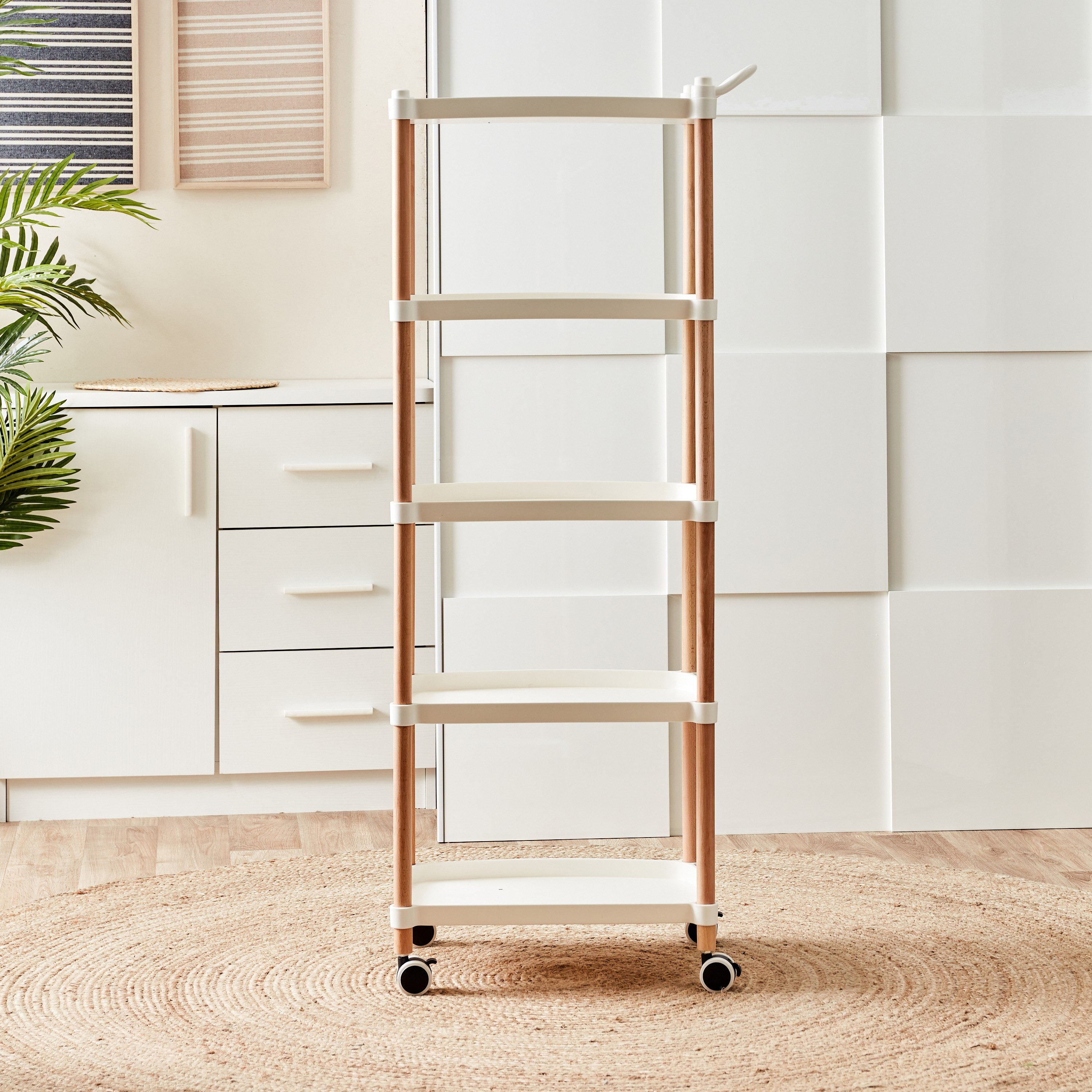 رف تخزين متعدد الأغراض 5 مستويات من بيانكا - 46x33x126 سم-hbxlivingroom-tablesandstands-servingtrolleys-image-3