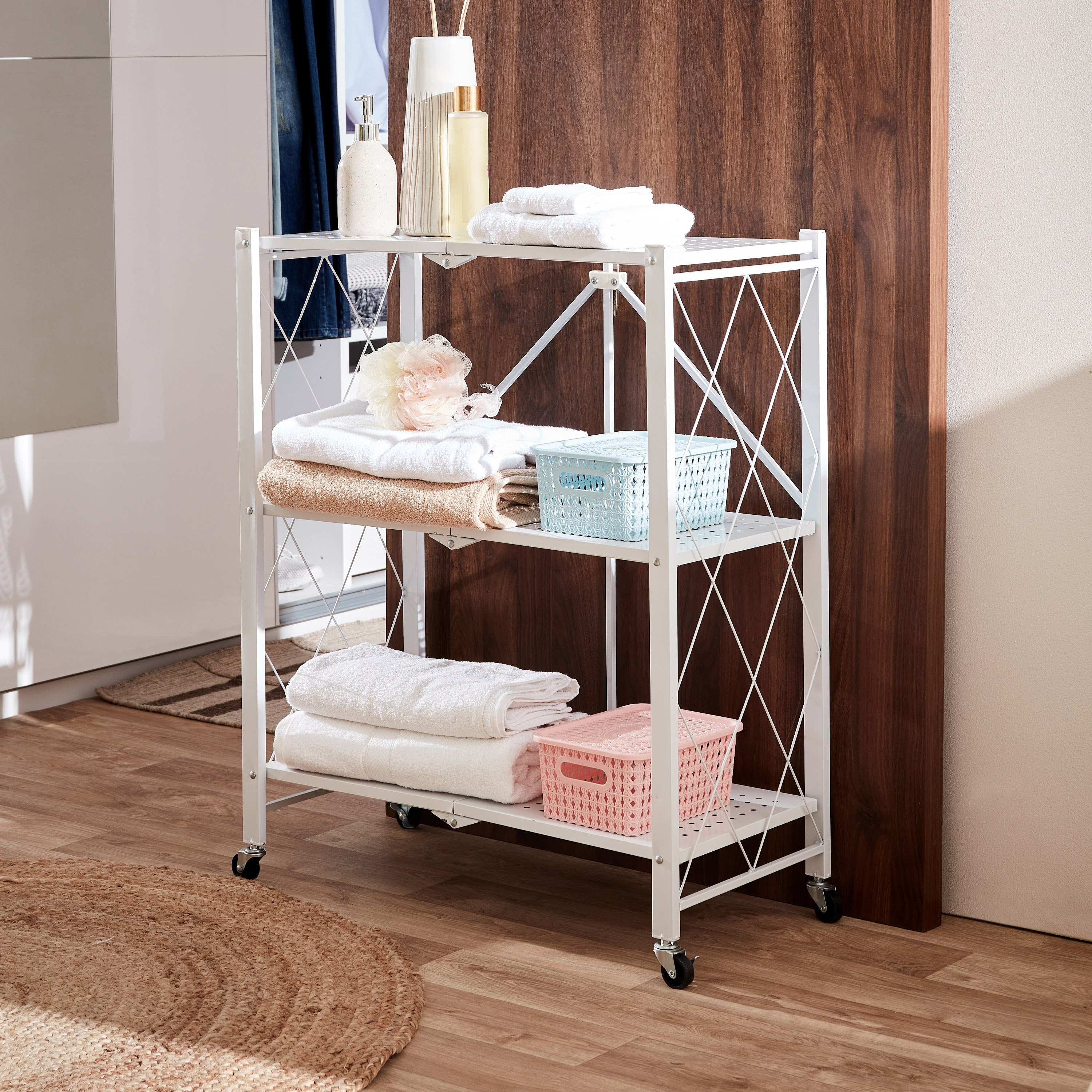 Bianca 3-Layer Multipurpose Foldable Storage Rack With Wheels-70x34x87 cm-PROMO_HB_AE_B1G1_250925-image-1