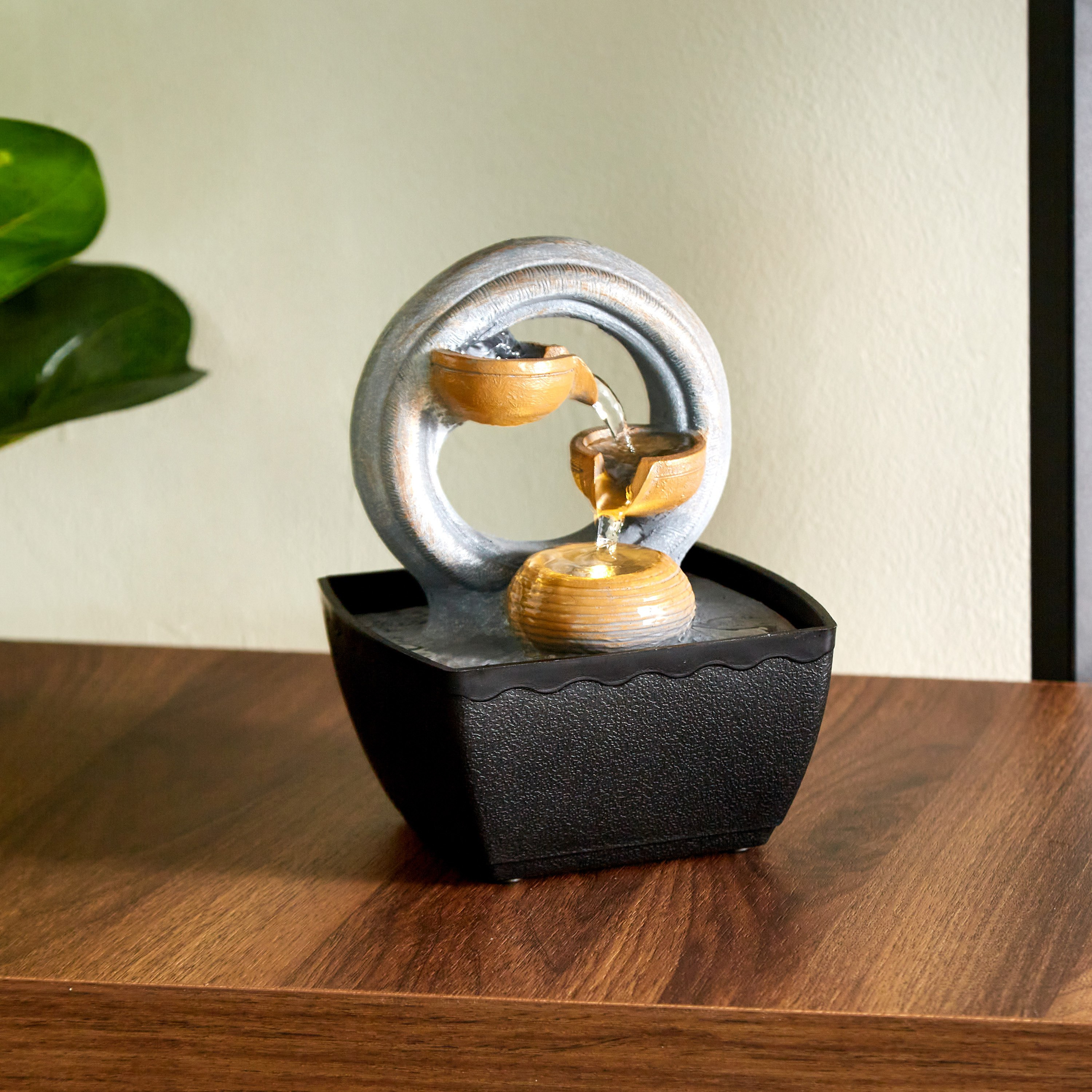 Aurel Mini Modern Three-Layered Round Fountain - 13x12x18 cm-hbxhomeware-hbxdecorandfurnishings-image-1