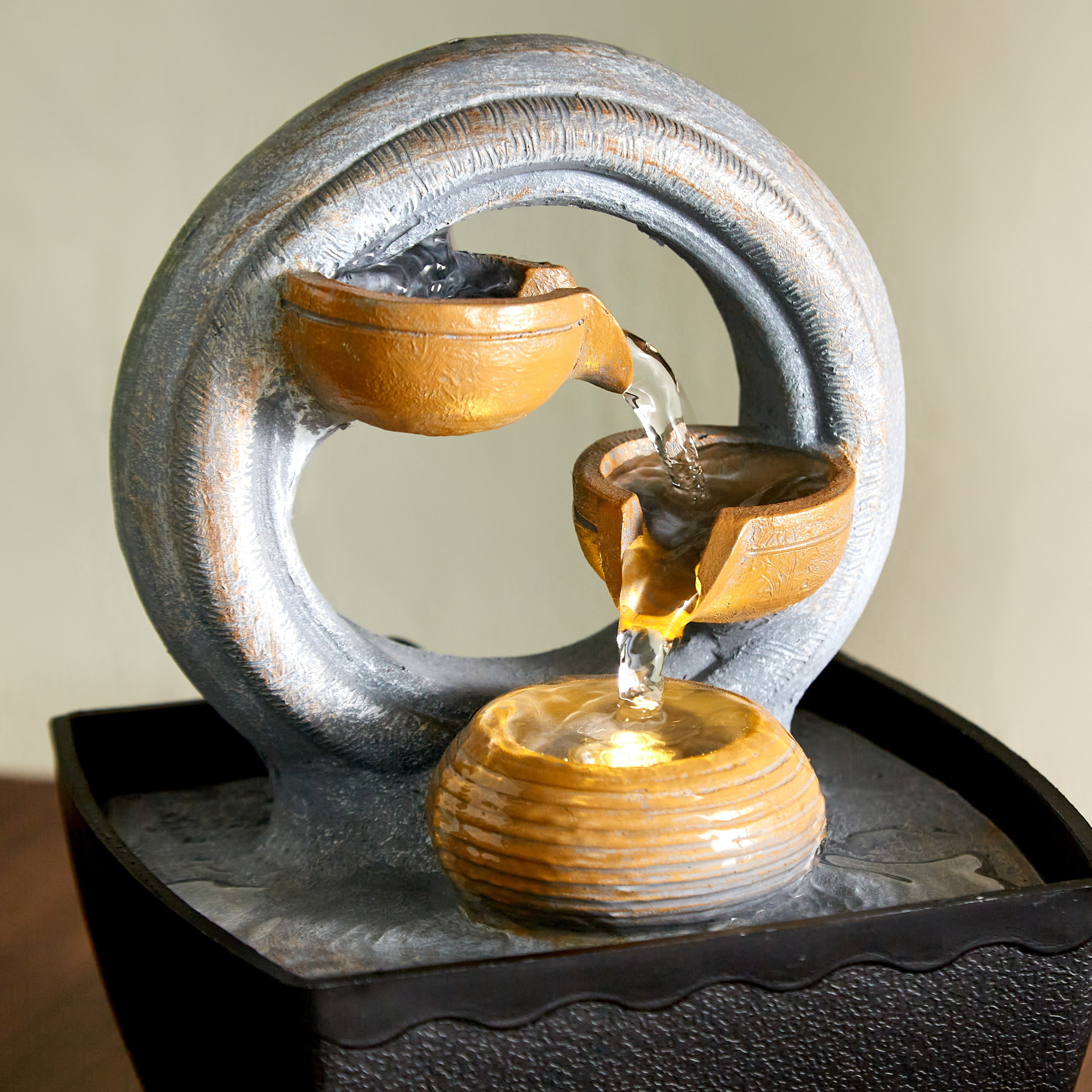 Aurel Mini Modern Three-Layered Round Fountain - 13x12x18 cm-hbxhomeware-hbxdecorandfurnishings-image-2