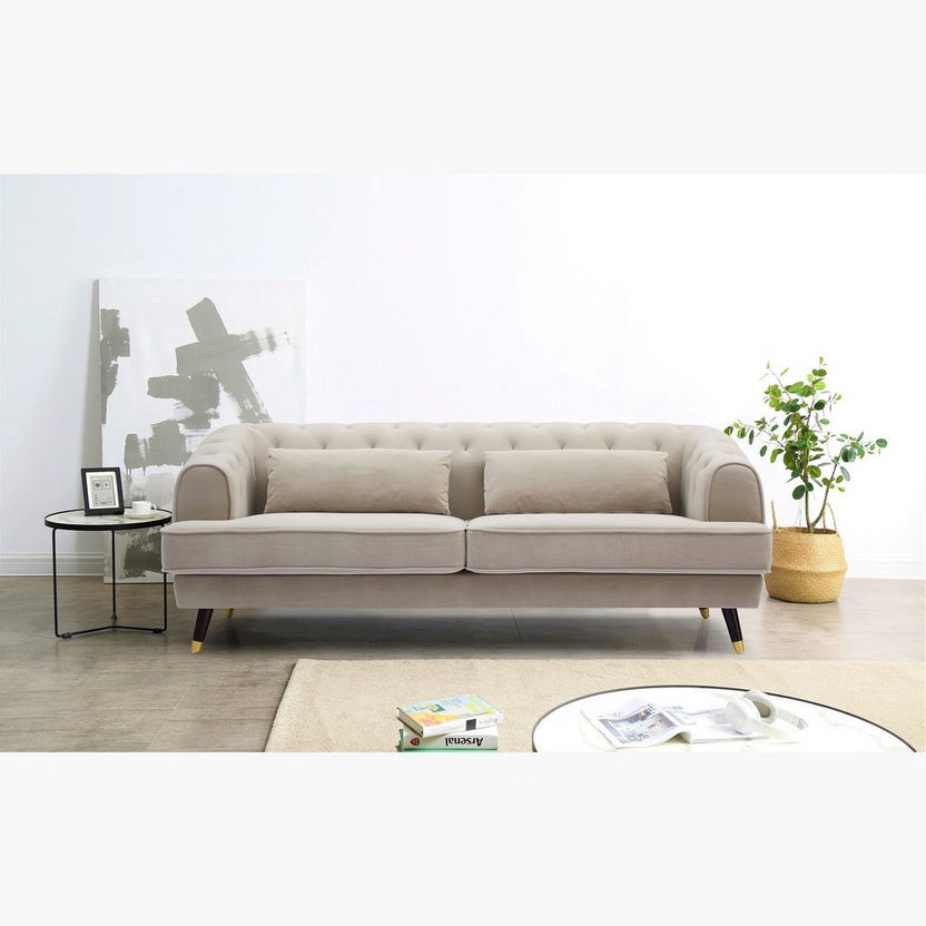 Alison 3-Seater Velvet Sofa with 2 Cushions-Sofas-image-0