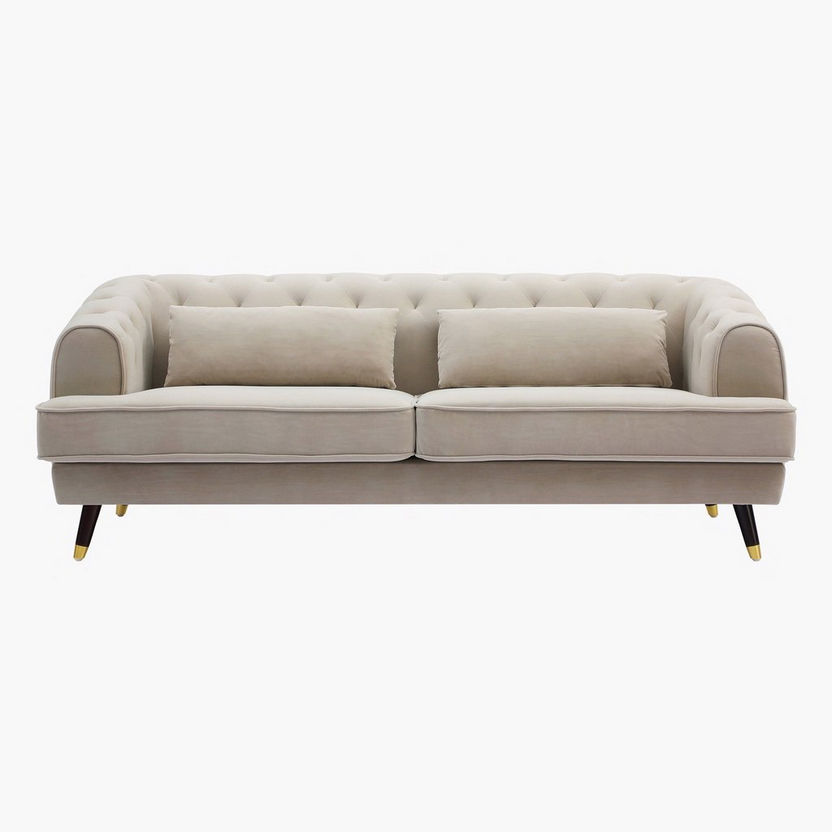 Alison 3-Seater Velvet Sofa with 2 Cushions-Sofas-image-1