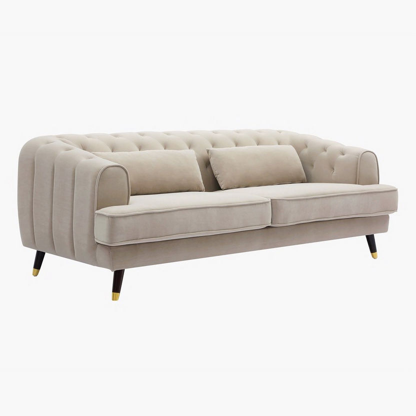 Alison 3-Seater Velvet Sofa with 2 Cushions-Sofas-image-2