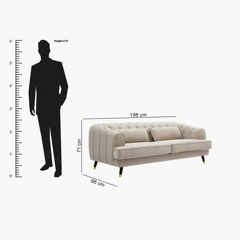 Alison 3-Seater Velvet Sofa with 2 Cushions-Sofas-image-7
