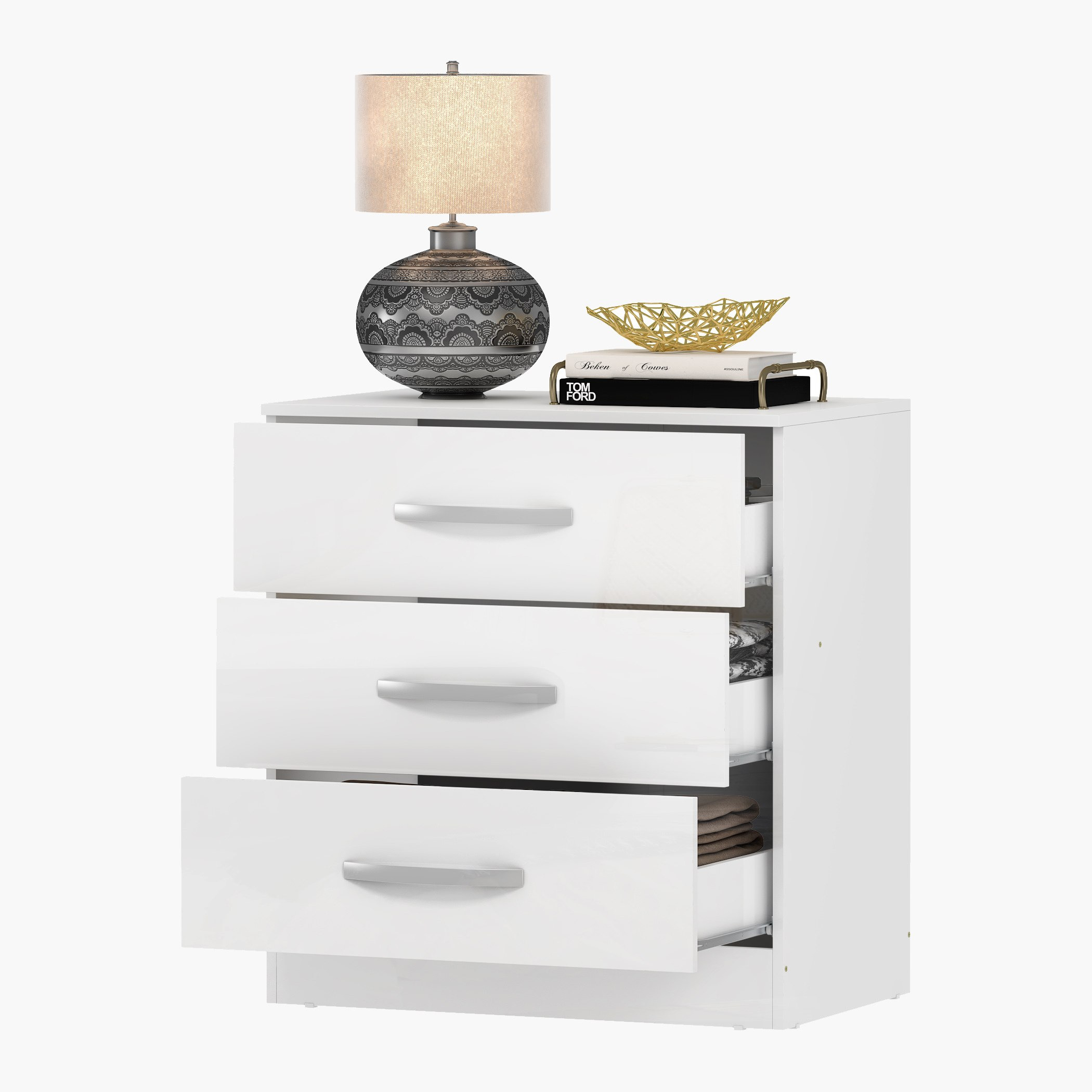 وحدة تخزين عالية اللمعان 3 أدراج - كلارا من موڤو -hbxfurniture-dressersandchests-chestofdrawers-image-4