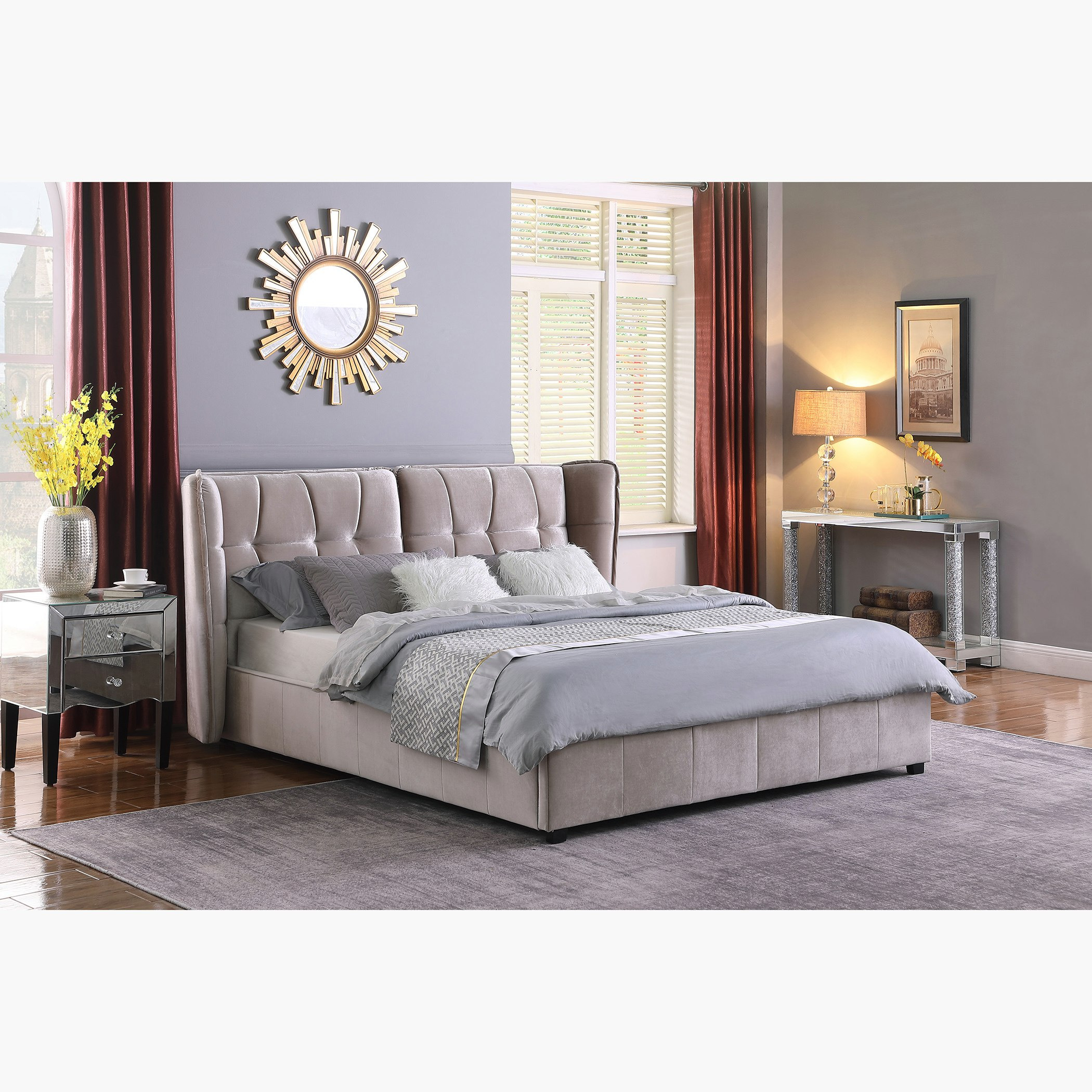 Movo Taylor Adele King Upholstered Bed - 180x200 cm-hbxfurniture-bedsandbedsets-beds-king-image-1