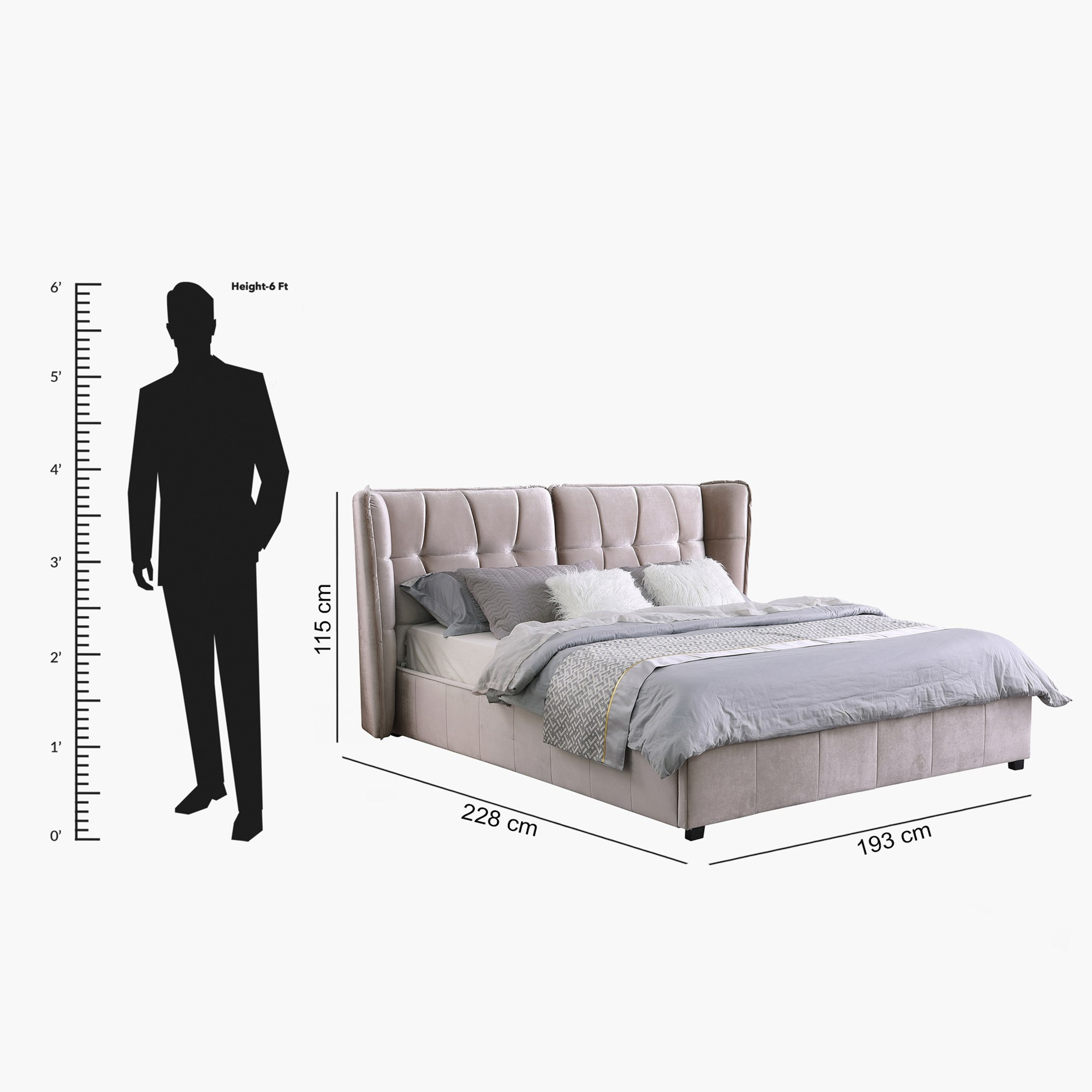 Movo Taylor Adele King Upholstered Bed - 180x200 cm-hbxfurniture-bedsandbedsets-beds-king-image-8