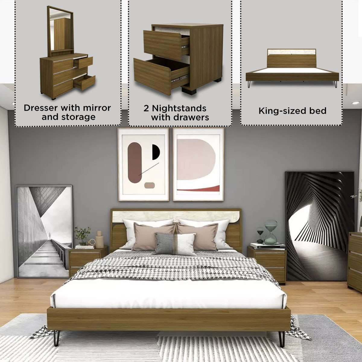 طقم غرفة نوم كينج 5 قطع من بريندا - 200x180 سم-hbxbedroom-bedsandbedsets-bedroomsets-king-image-14