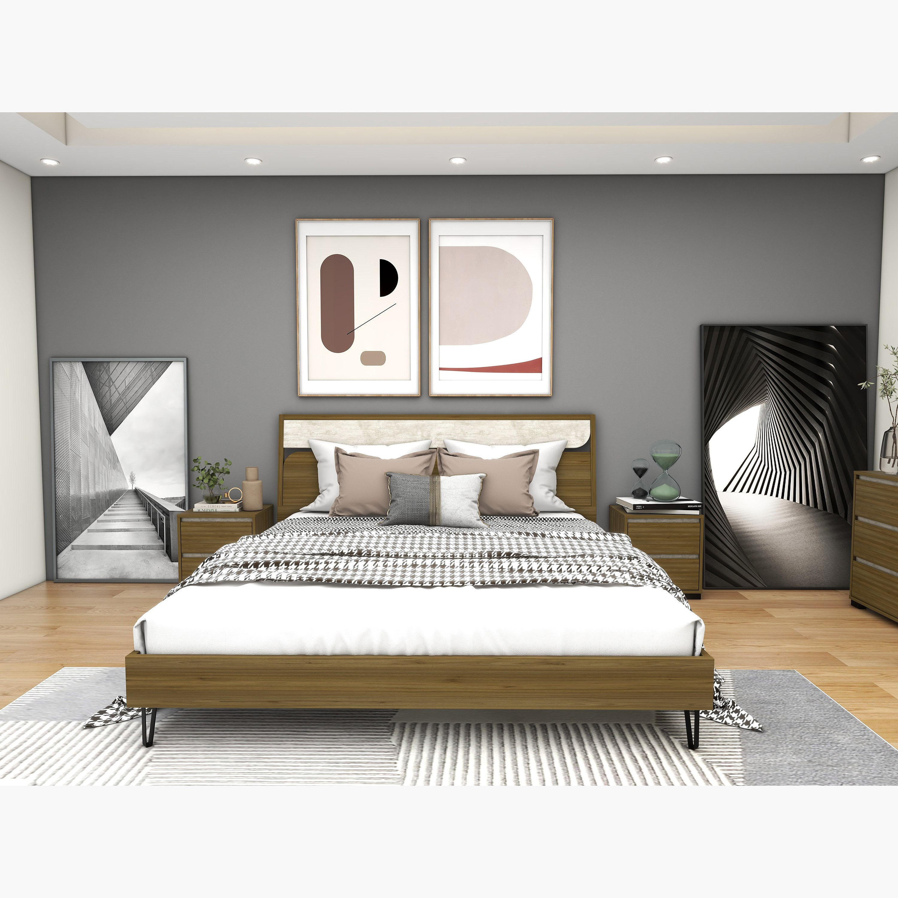 طقم غرفة نوم كينج 5 قطع من بريندا - 200x180 سم-hbxbedroom-bedsandbedsets-bedroomsets-king-image-2