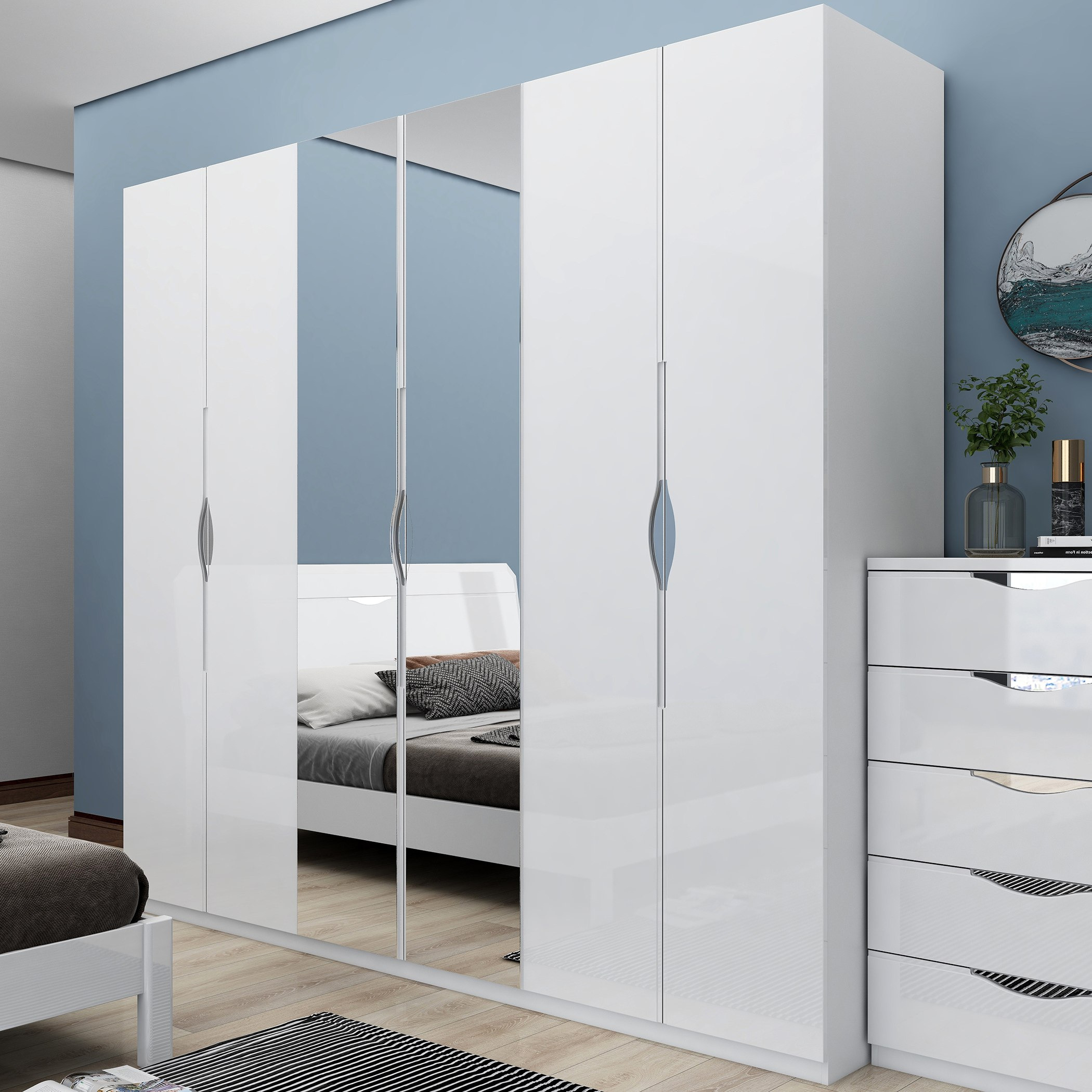 خزانة ملابس بـ6 أبواب ومرآتين من ويني-hbxfurniture-wardrobes-image-1