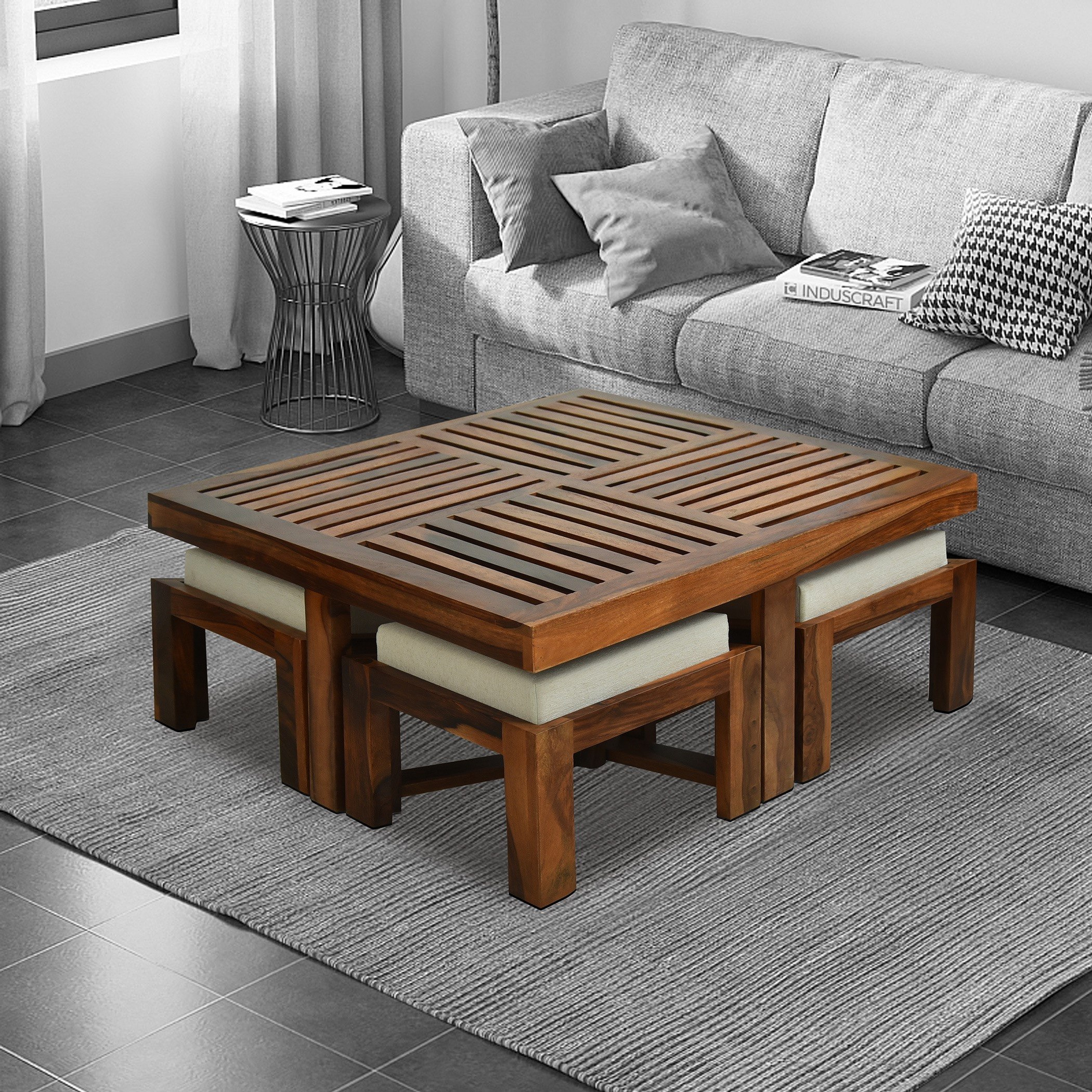 Wood stool deals table