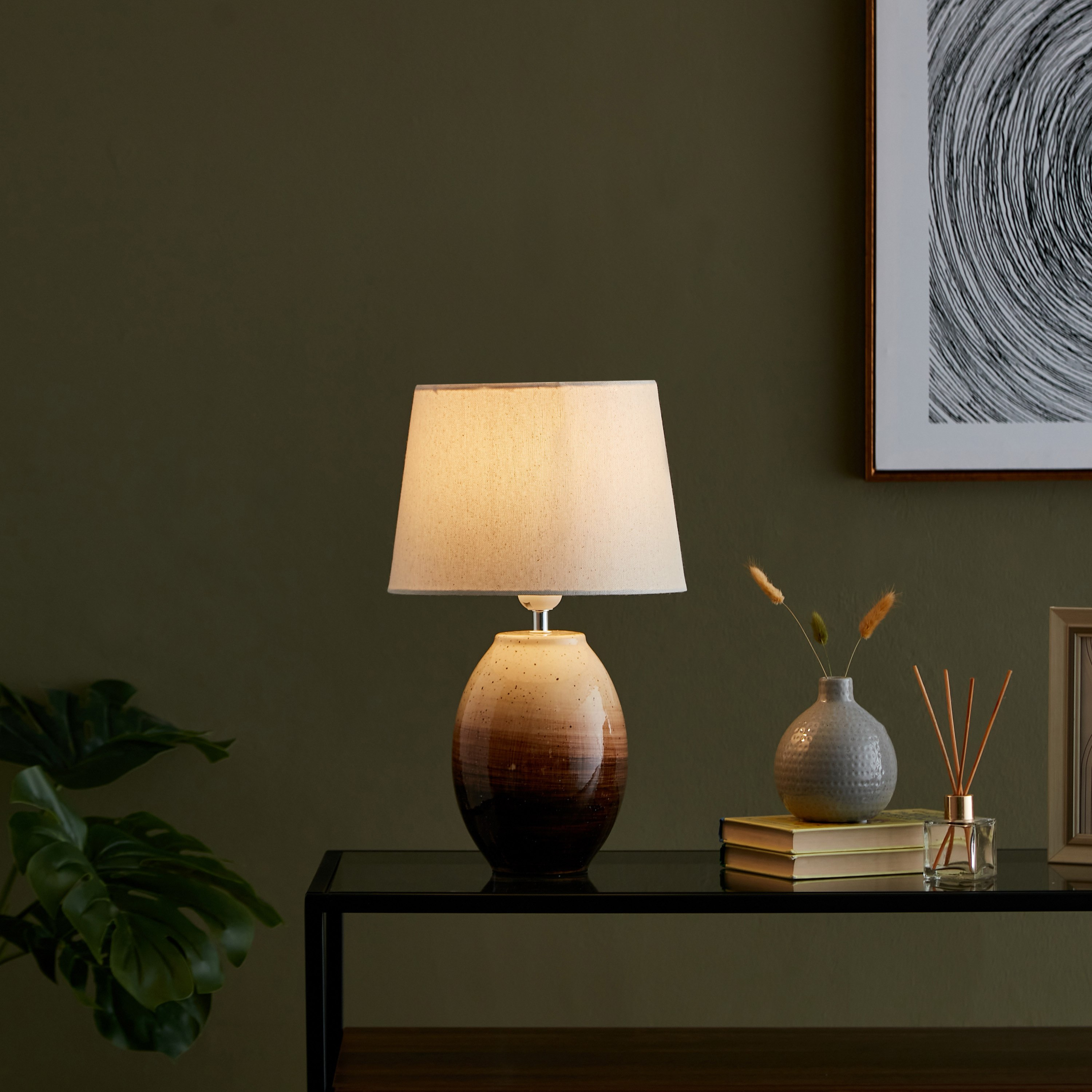 مصباح طاولة سيراميك من زينيا - 25x25x42 سم-hbxlivingroom-lighting-tablelamps-image-5