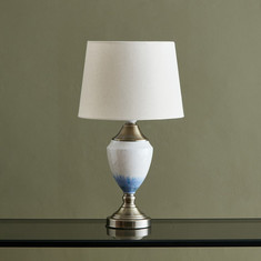 Zenia Ceramic Table Lamp with Metal Base - 28x28x48 cms