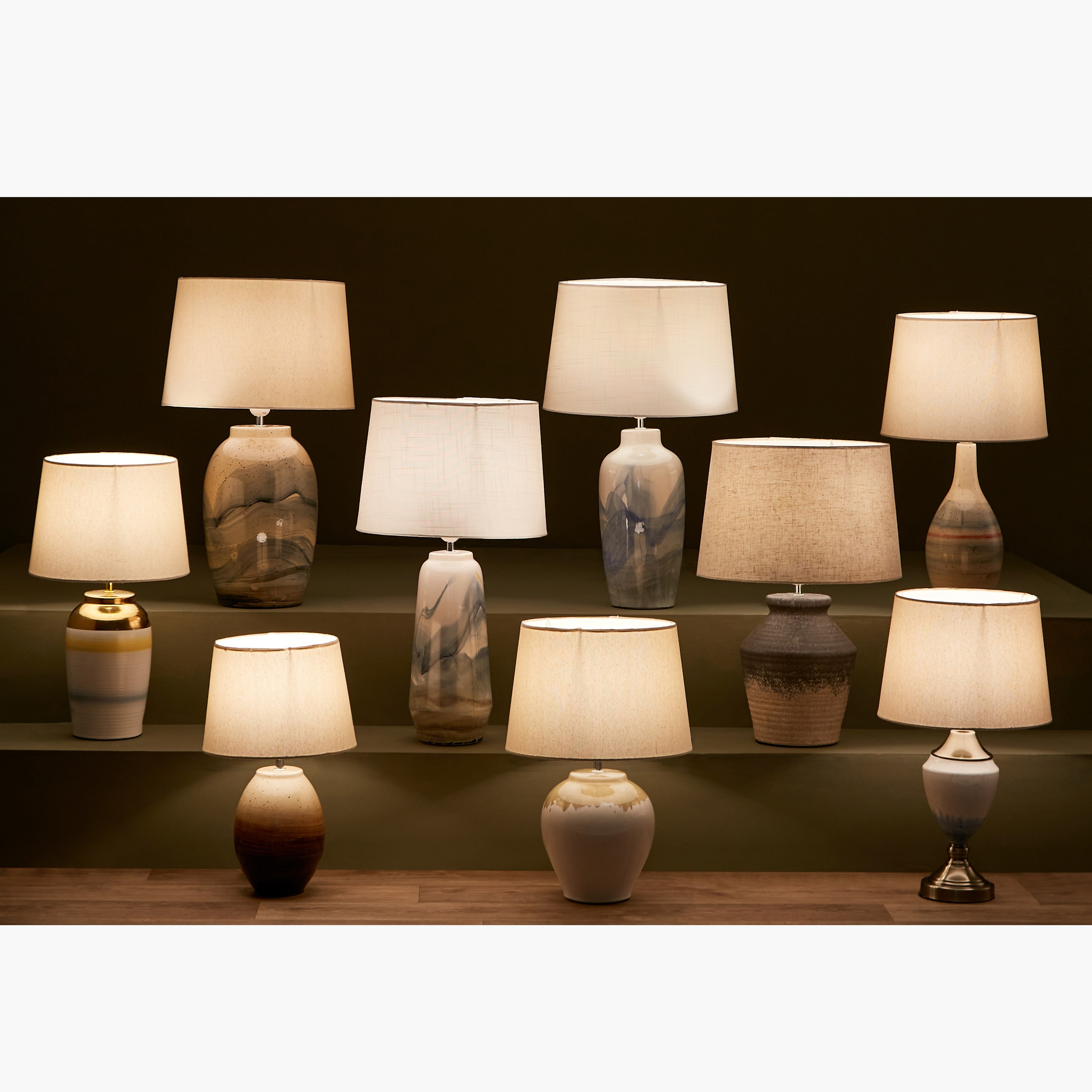 مصباح طاولة سيراميك بقاعدة معدنية من زينيا- 28x28x48 سم-hbxlivingroom-lighting-tablelamps-image-6