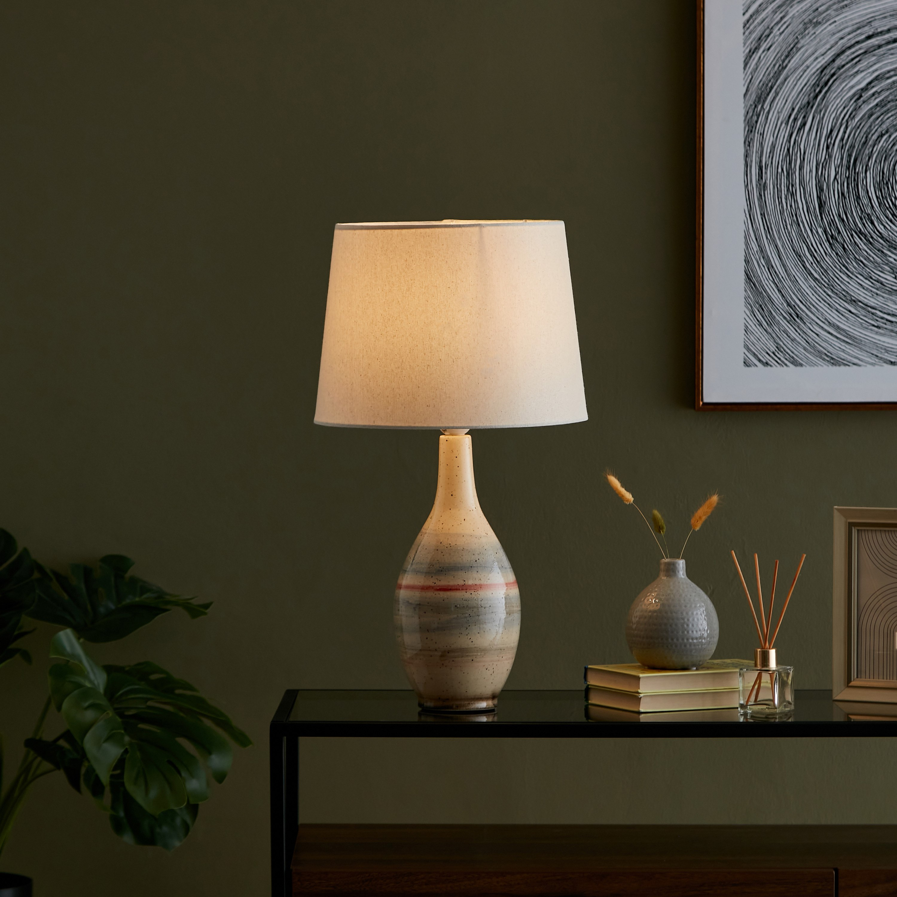 مصباح طاولة سيراميك من زينيا - 30x30x53 سم-hbxlivingroom-lighting-tablelamps-image-5