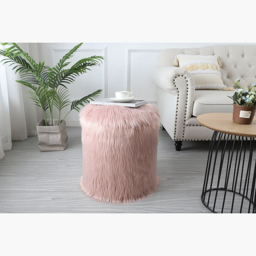 Faux Sheepskin Pouf  - 40 cm-Ottomans and Footstools-image-0