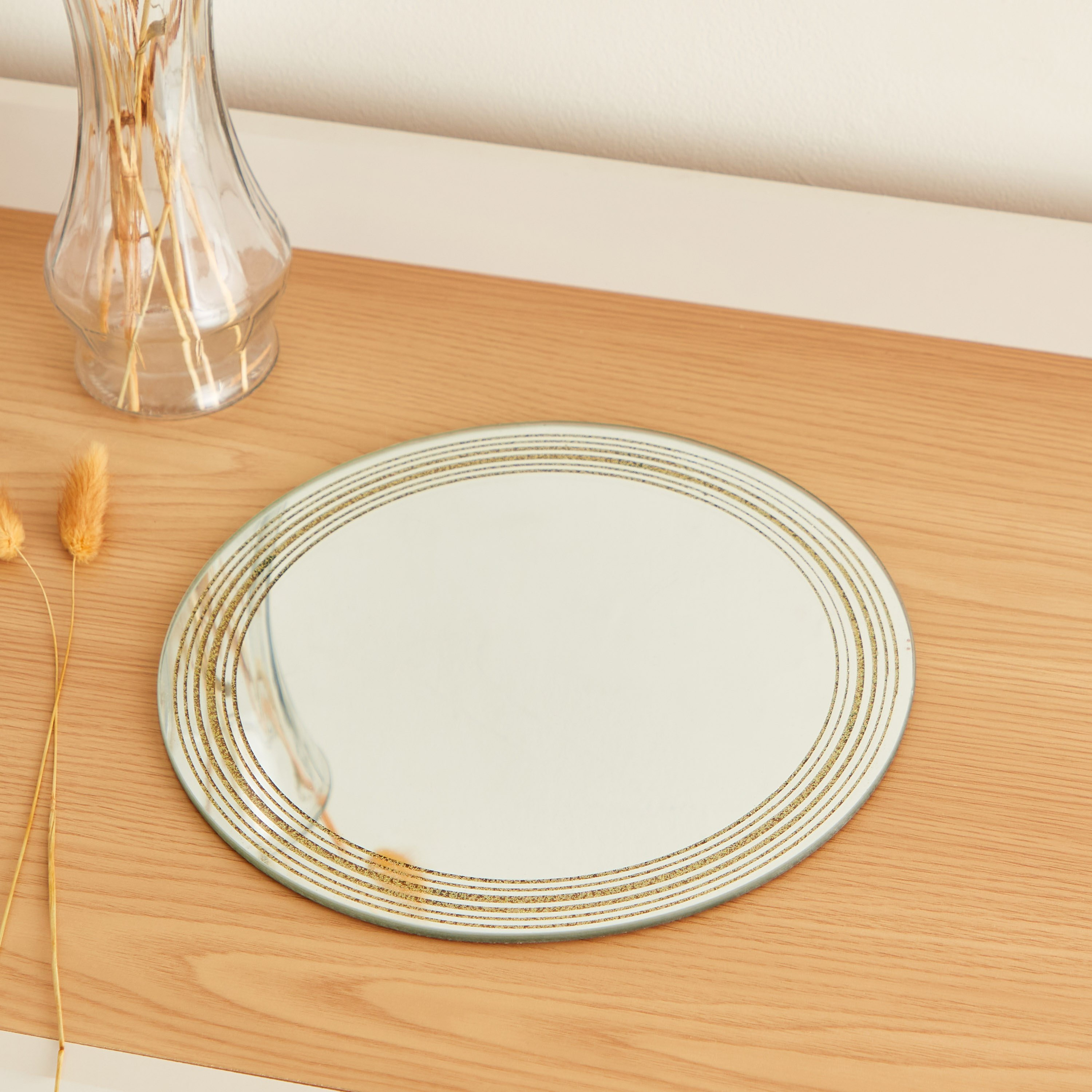 Verdura Glass Mirror Tray with Border - 25 cm-PROMO_HB_AE_B1G1_250925-image-1