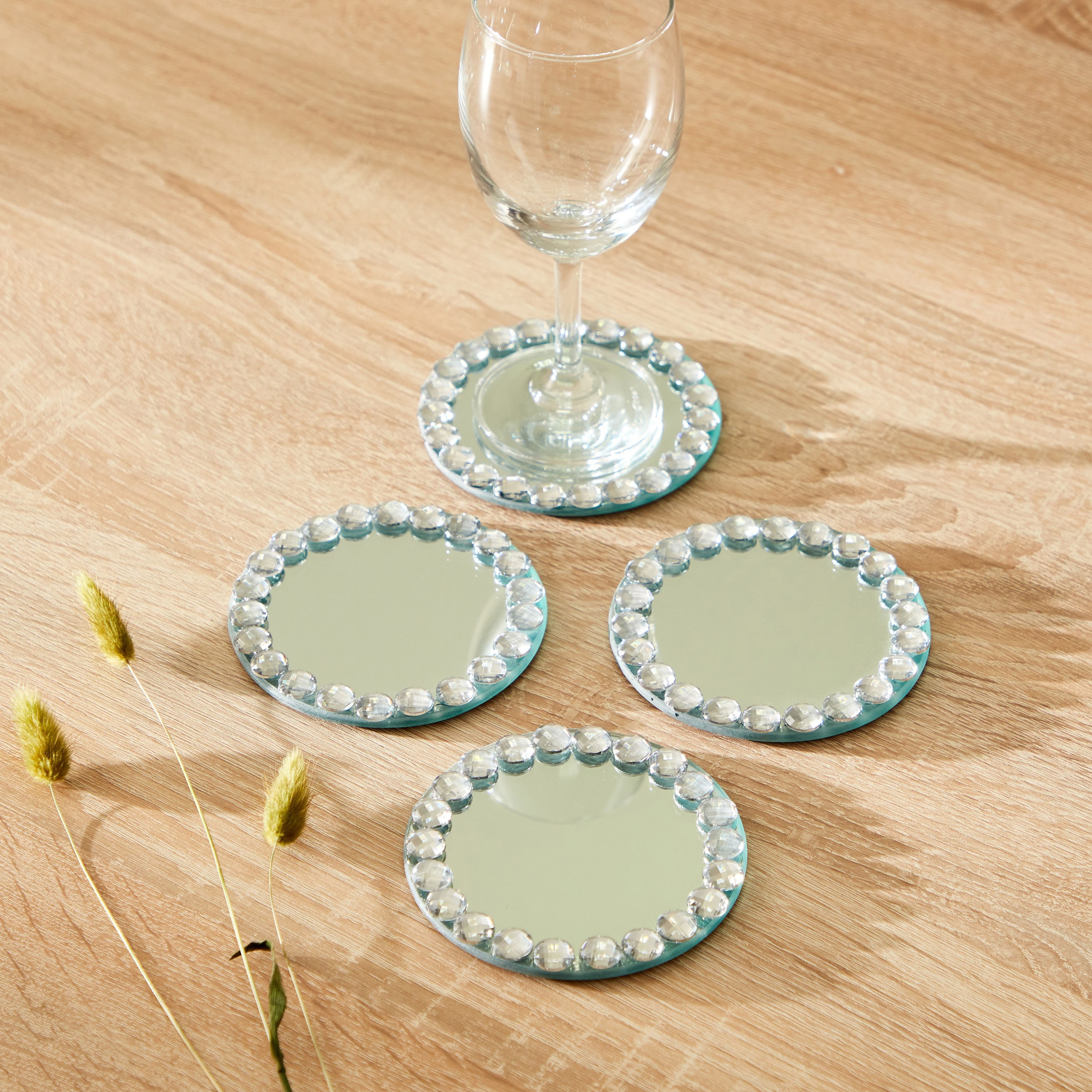 Verdura Glass 4-Piece Mirror Tray Set - 10 cm-hbxhomeware-hbxdecorandfurnishings-image-1