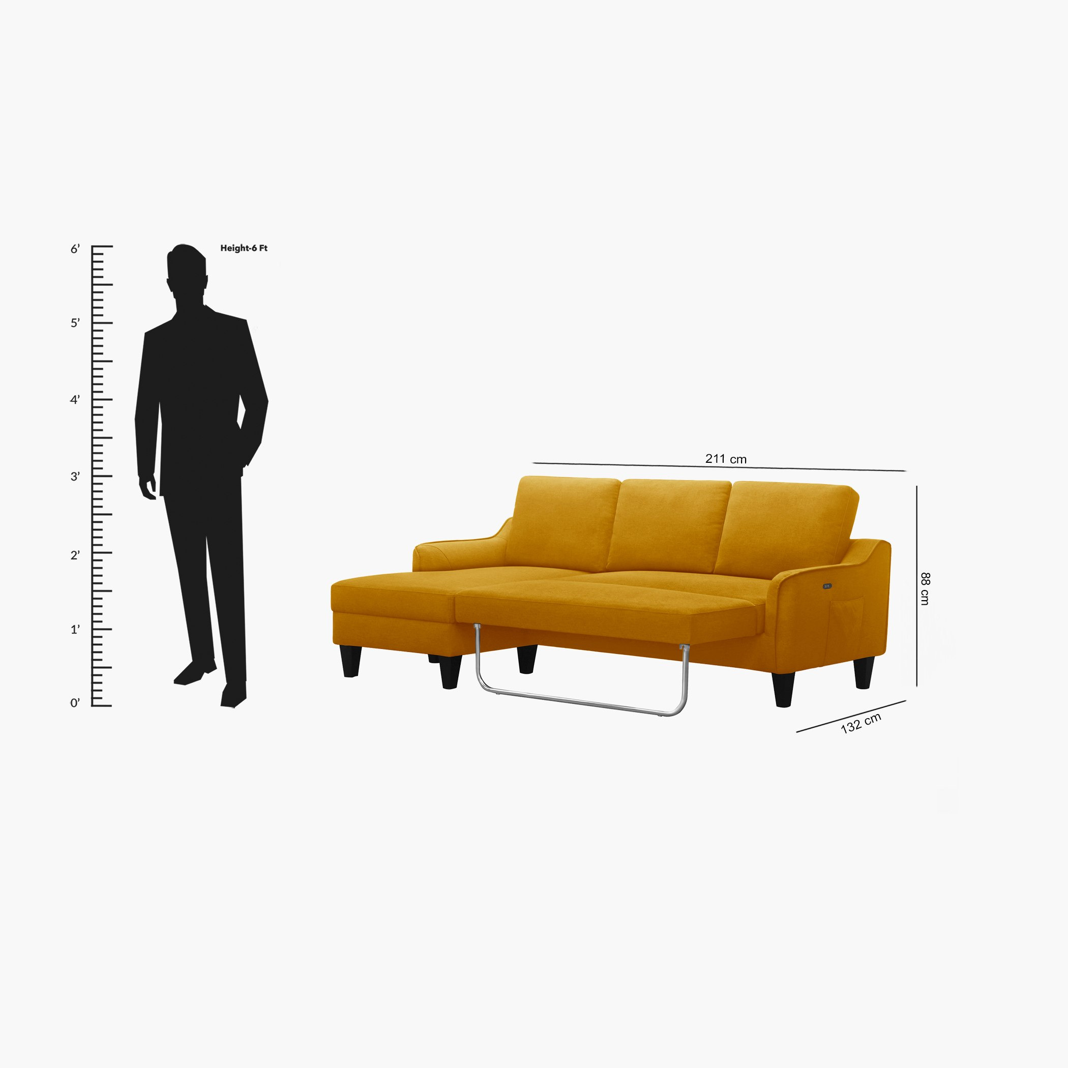 كنبة سرير ركنية يسار 3 مقاعد مع جيب جانبي ومنفذ يو إس بي من سيدني-hbxfurniture-livingroom-sofasandsofasets-image-8
