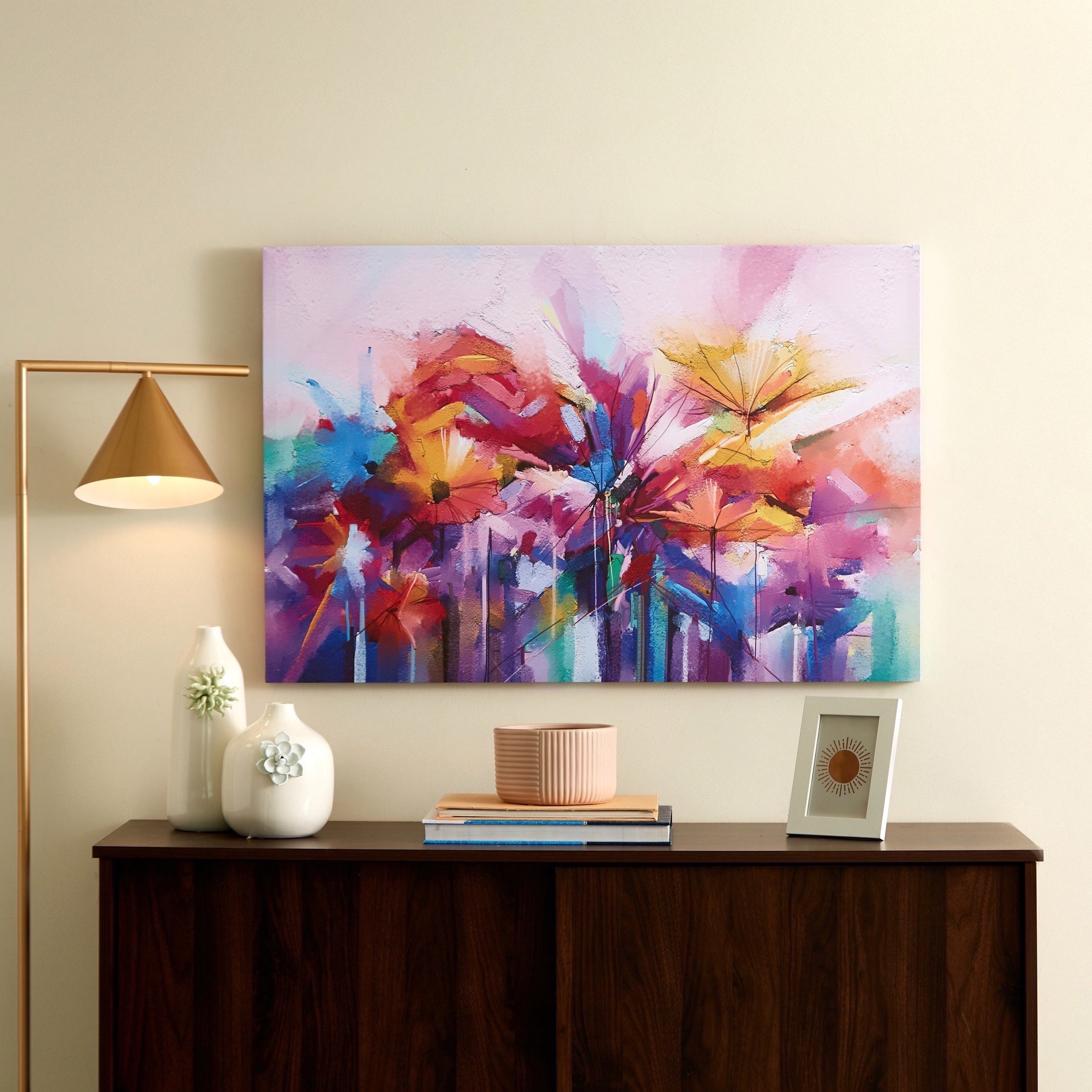 لوحة كانفاس مؤطّرة بتصميم زهور تجريدية من آيرين - 90x3x60 سم-PROMO_HB_AE_B1G1_250925-image-1