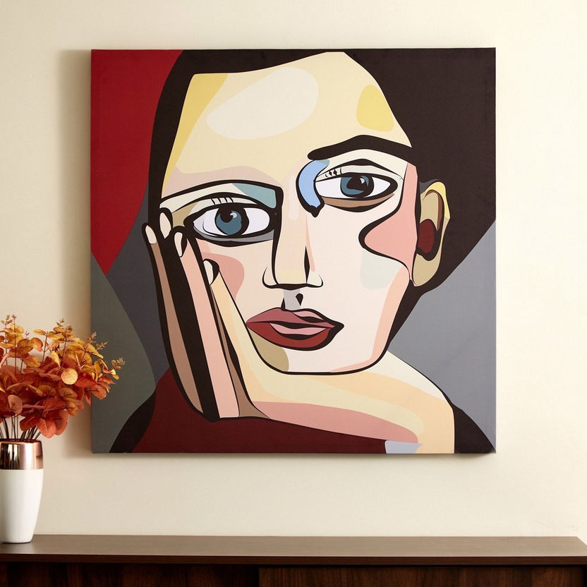 Irene Face Abstract Framed Canvas Picture - 80x3x80 cm-Framed Pictures-image-1