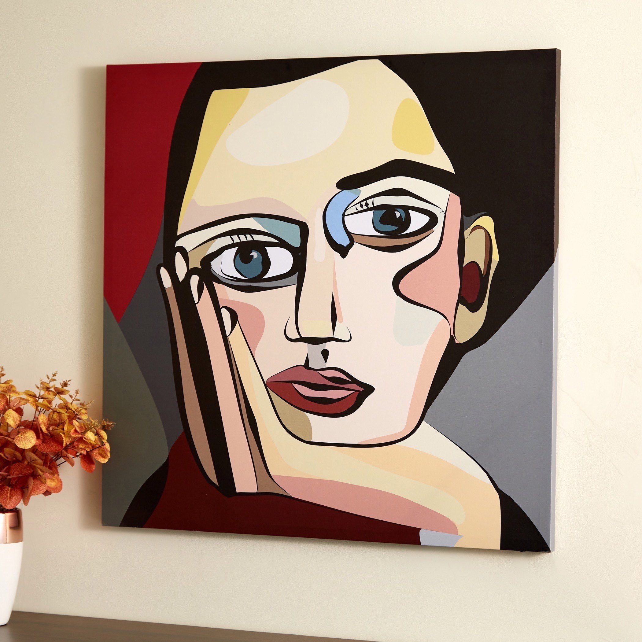 لوحة كانفاس مؤطّرة بتصميم وجه تجريدي من آيرين - 80x3x80 سم-PROMO_HB_AE_B1G1_250925-image-3