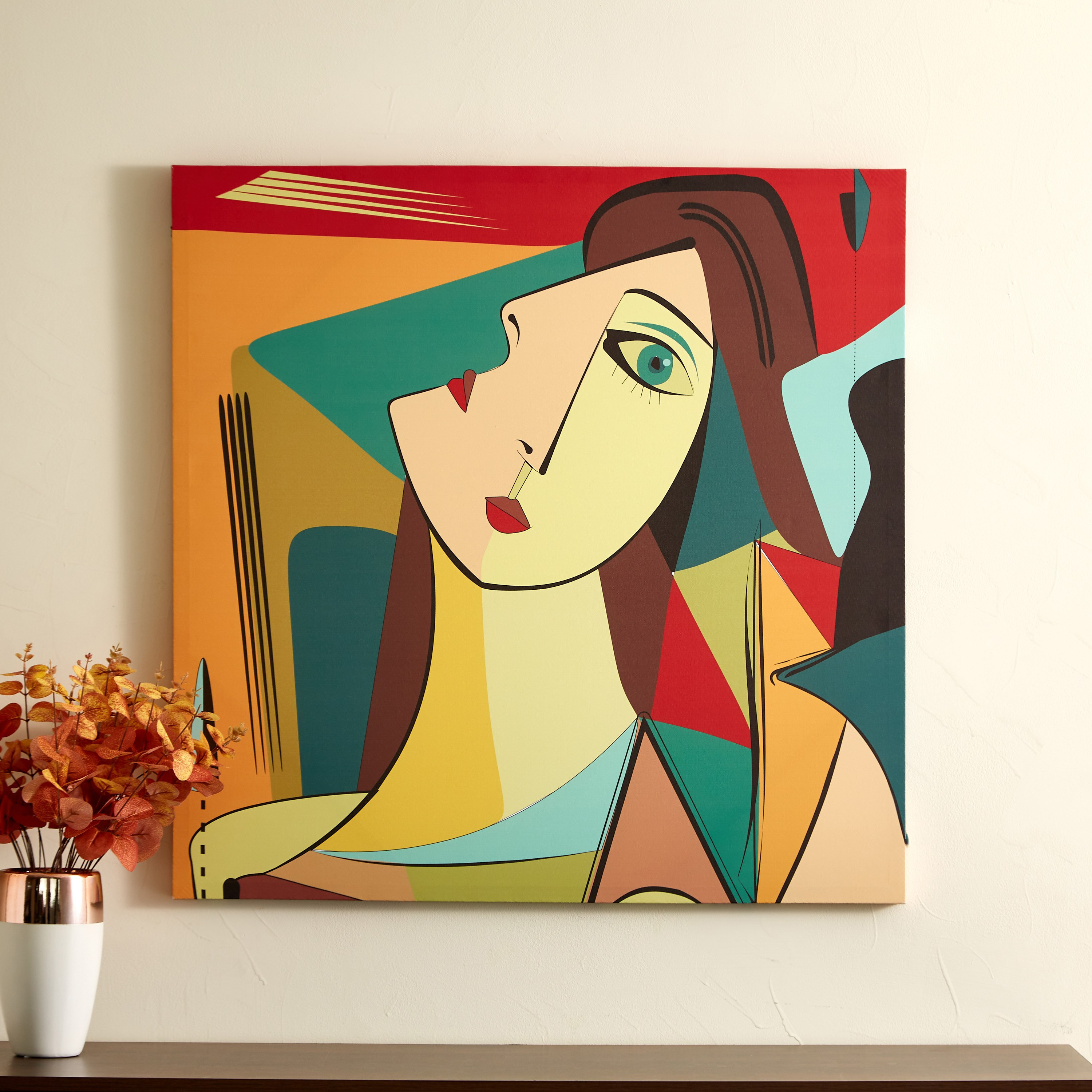 Irene Colourful Face Abstract Framed Canvas Picture - 80x3x80 cm-PROMO_HB_AE_B1G1_250925-image-2