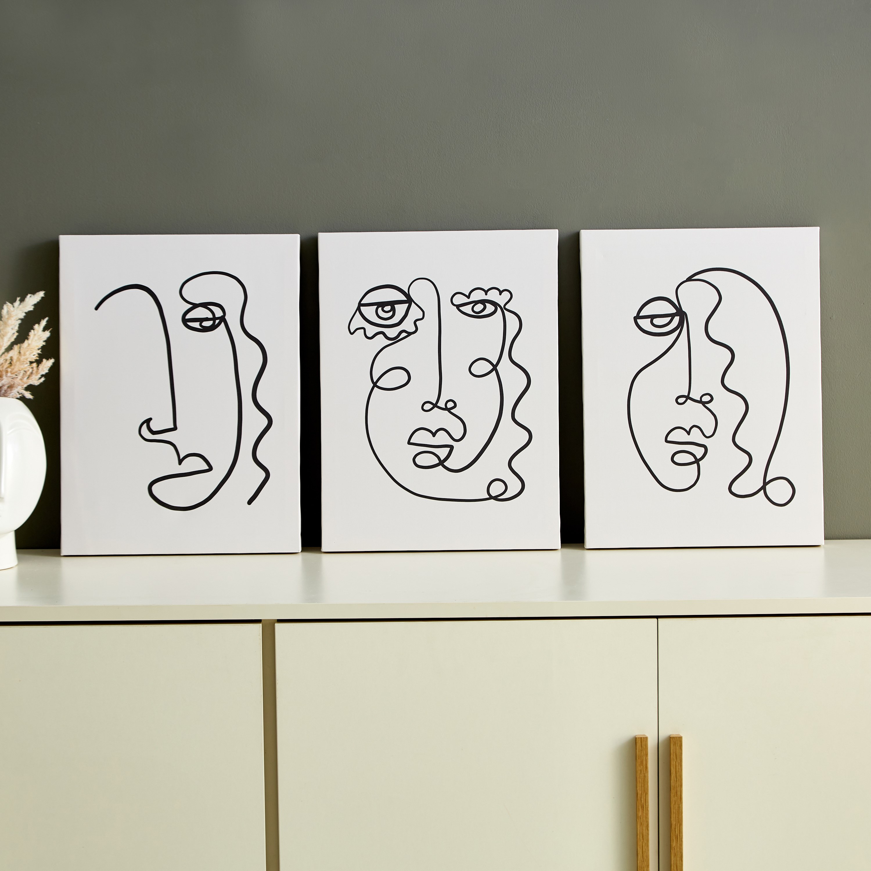 Irene 3-Piece Face Abstract Framed Canvas Picture Set - 30x3x40 cm-hbxhomeware-hbxdecorandfurnishings-image-2