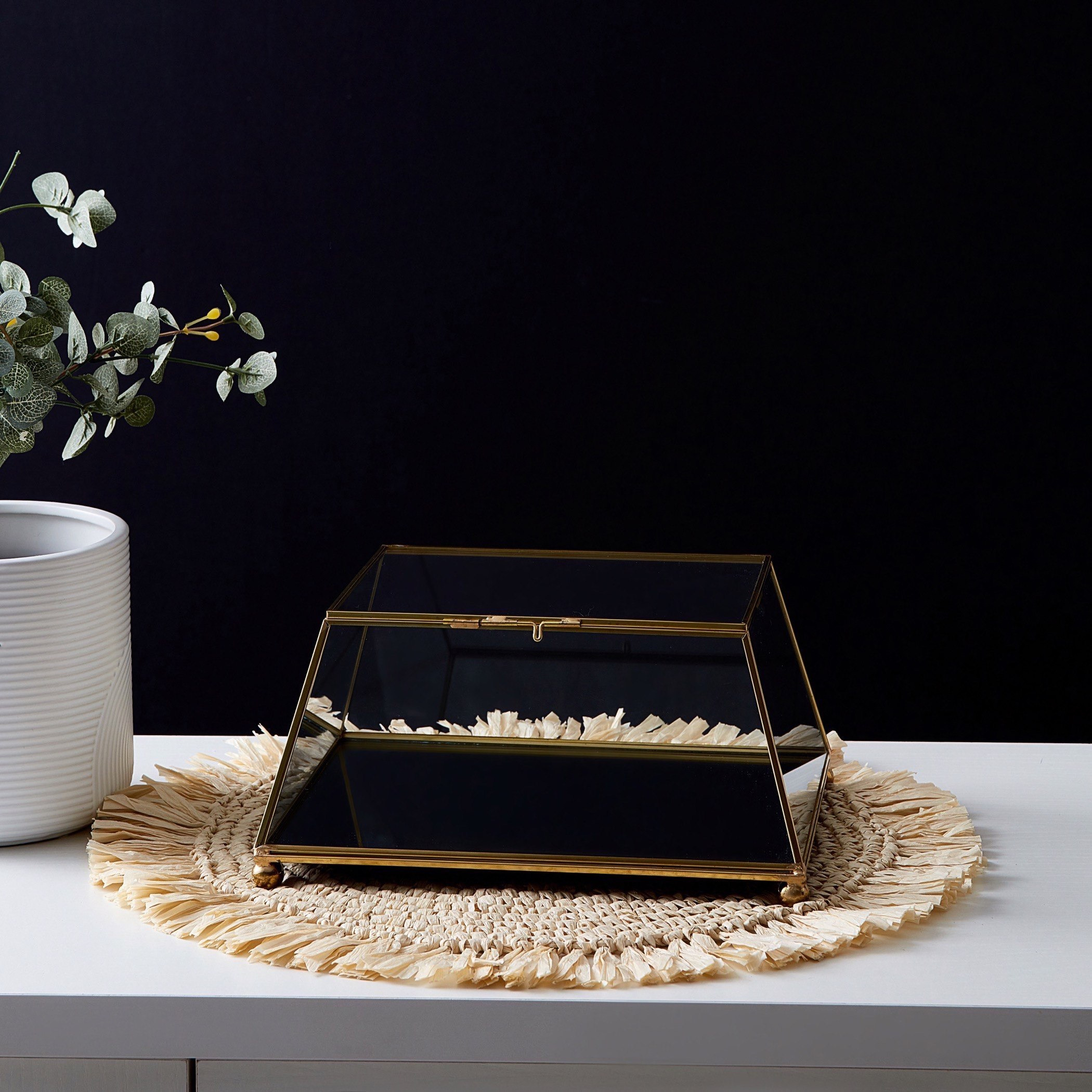 Verity Metal Glass Trapezium Box - 23x20x12 cm-hbxhomeware-homedecor-figurinesandornaments-image-1