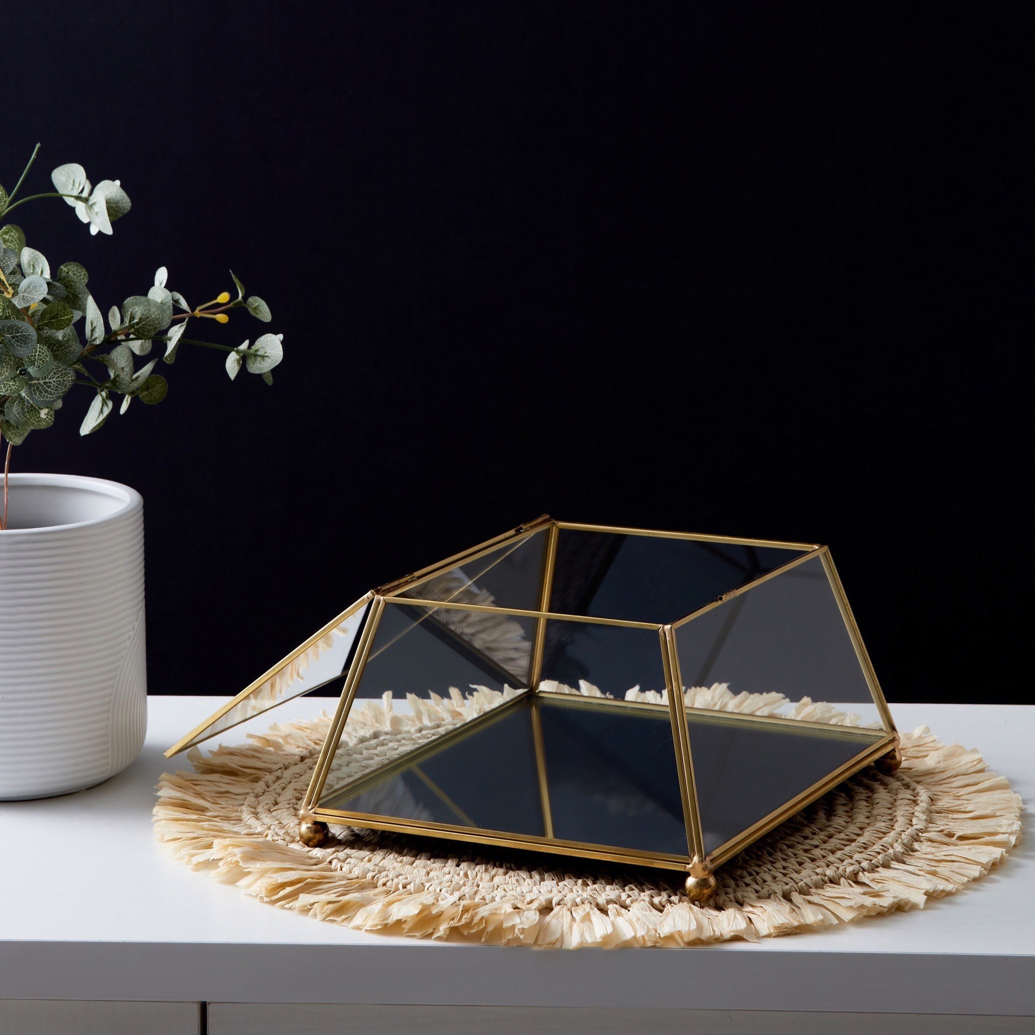 Verity Metal Glass Trapezium Box - 23x20x12 cm-hbxhomeware-homedecor-figurinesandornaments-image-2