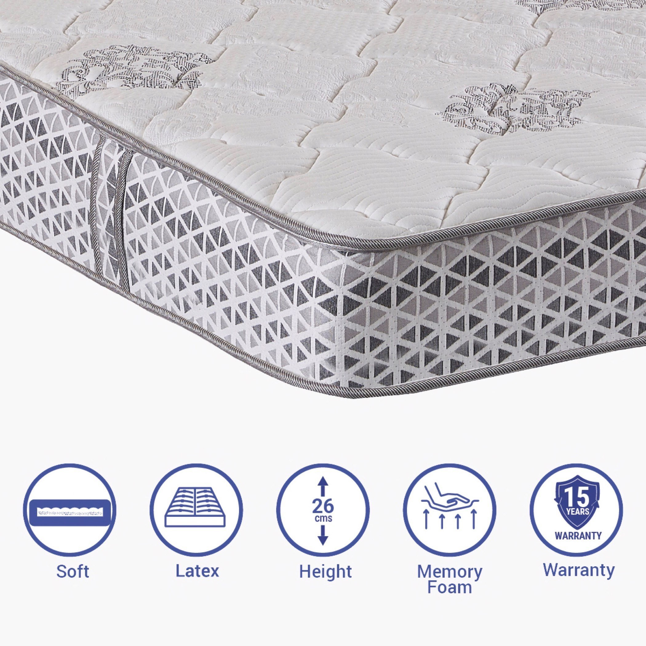 مرتبة كينج فيسكو ميموري فوم ولاتكس بيديك هايبرد من بوستورا - 180x210x26 سم-hbxfurniture-mattresses-king-image-1