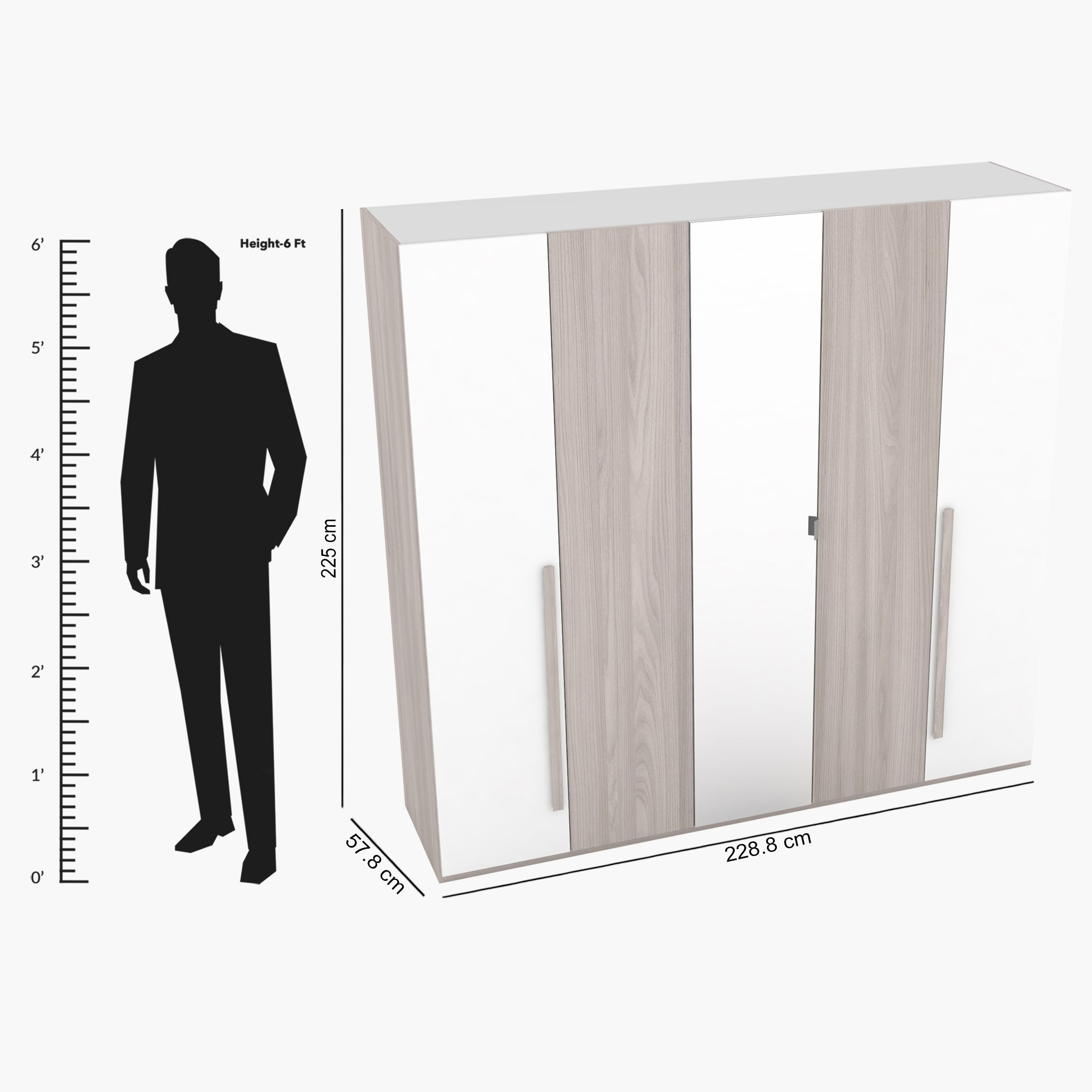 دولاب بـ 5 أبواب ومرآة من بيسكارا-hbxfurniture-wardrobes-image-8