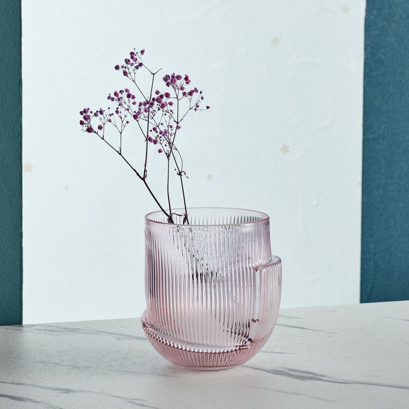 Mauve Glass Inverted Mushroom Vase - 14x14x15.5 cm-Vases-image-0