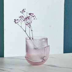Mauve Glass Inverted Mushroom Vase - 14x14x15.5 cm
