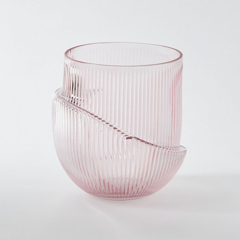 Mauve Glass Inverted Mushroom Vase - 14x14x15.5 cm-Vases-image-4