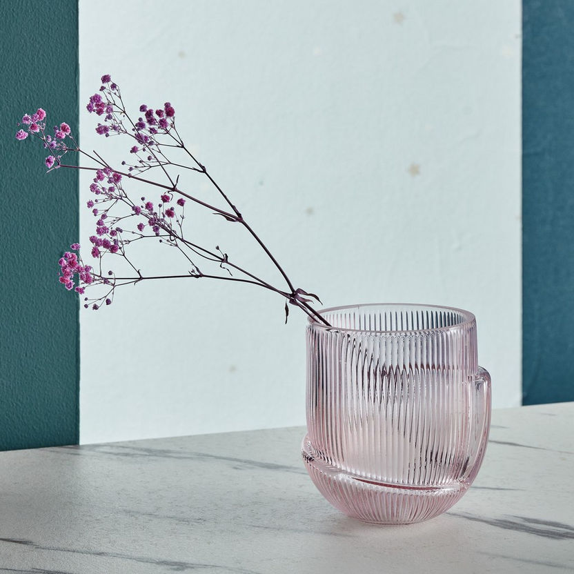 Mauve Glass Inverted Mushroom Vase - 13x10.5x4.5 cm-Vases-image-0