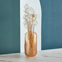 Mauve Glass Half Pixelated Vase - 30x9x7.5 cm