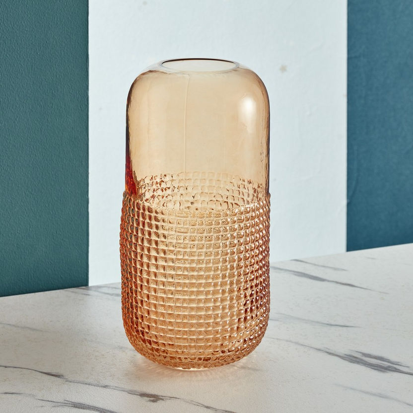 Mauve Glass Half Pixelated Vase - 30x9x7.5 cm-Vases-image-1