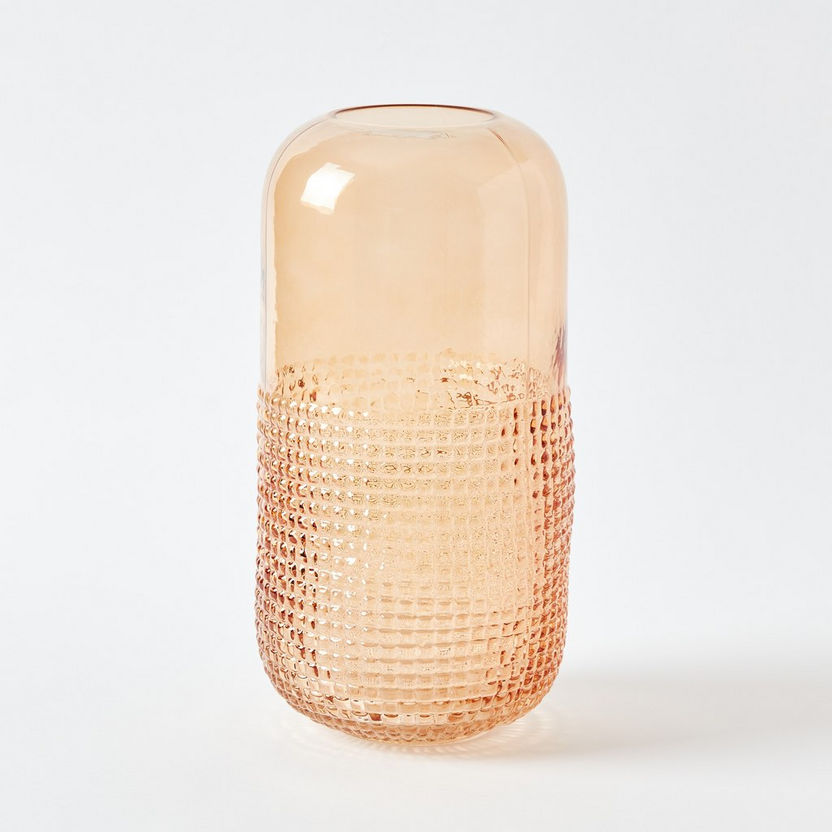 Mauve Glass Half Pixelated Vase - 30x9x7.5 cm-Vases-image-4