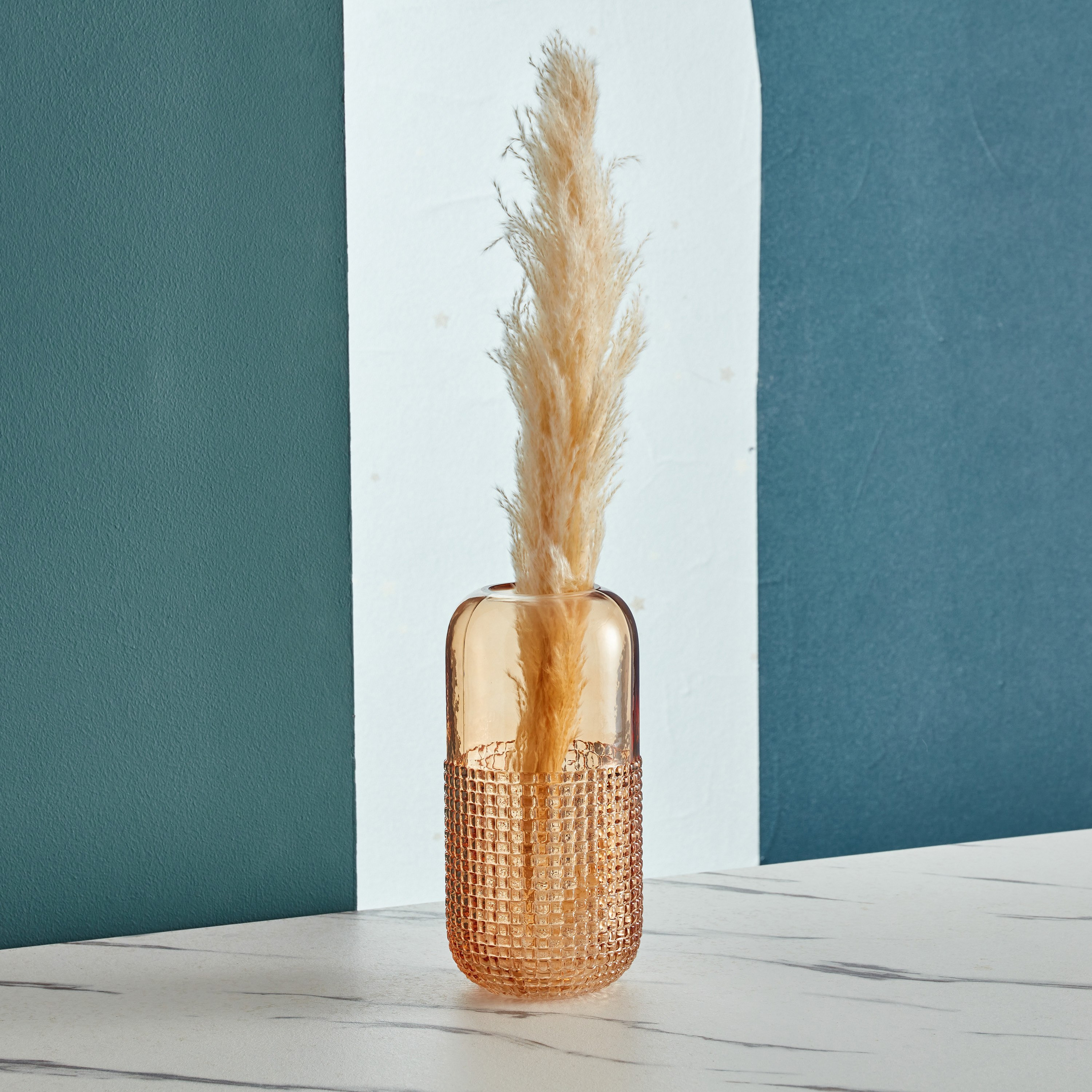 Mauve Glass Half Pixelated Vase - 25x8x7 cm-hbxbedroom-decorandaccessories-vases-image-1