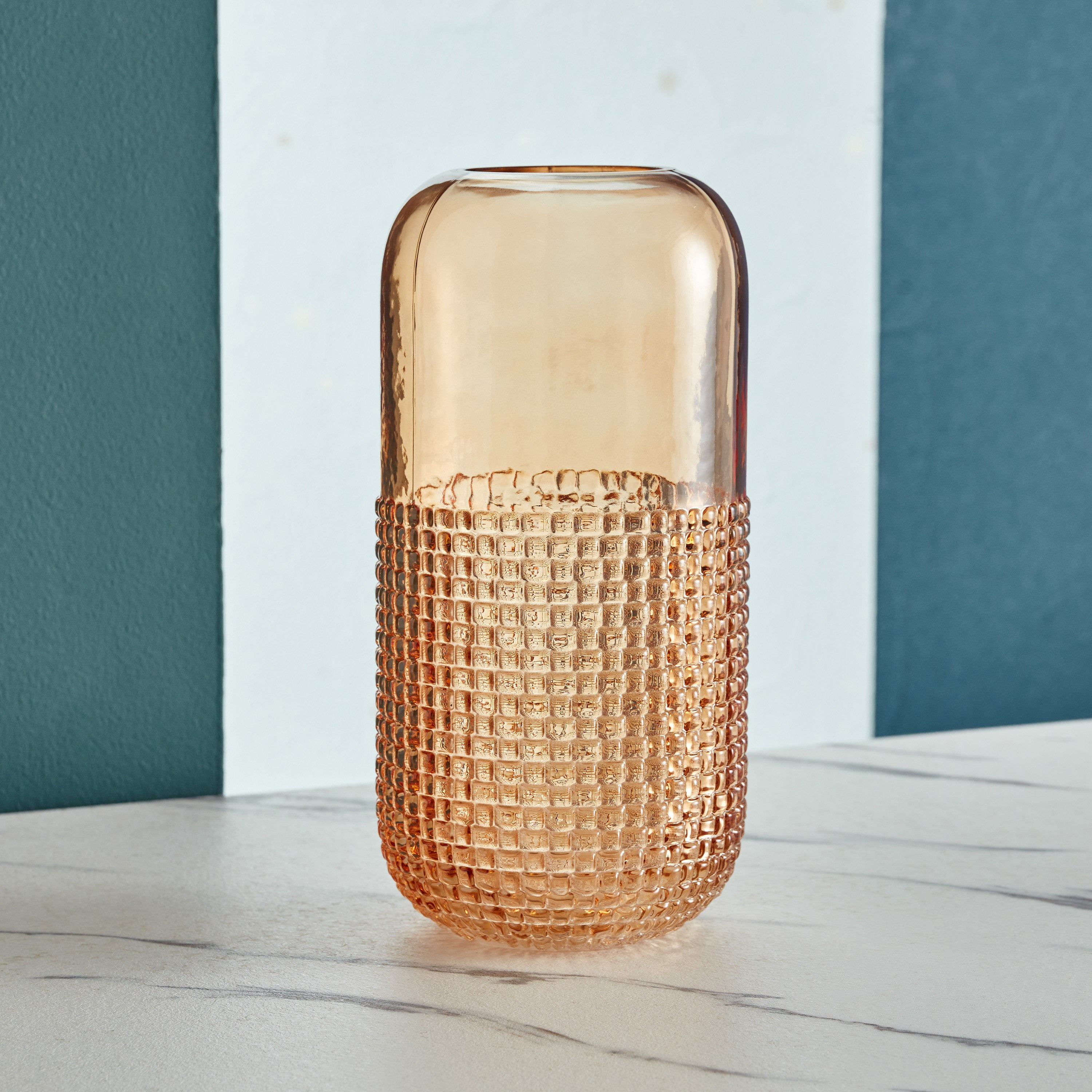 Mauve Glass Half Pixelated Vase - 25x8x7 cm-hbxbedroom-decorandaccessories-vases-image-2