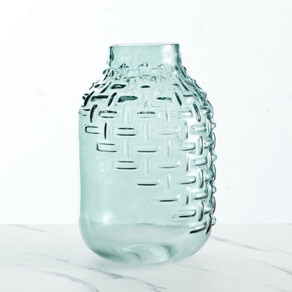 Mauve Glass Half Weaved Vase - 28x9.3x8 cms
