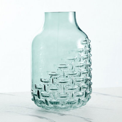Mauve Glass Half Weaved Vase - 15.5x15.5x23.5 cms