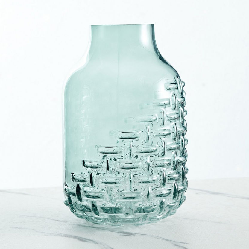 Mauve Glass Half Weaved Vase - 15.5x15.5x23.5 cm-Vases-image-1