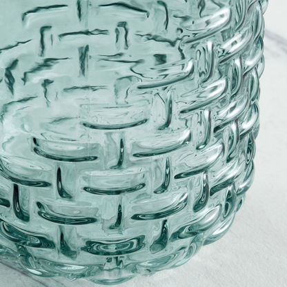 Mauve Glass Half Weaved Vase - 15.5x15.5x23.5 cms