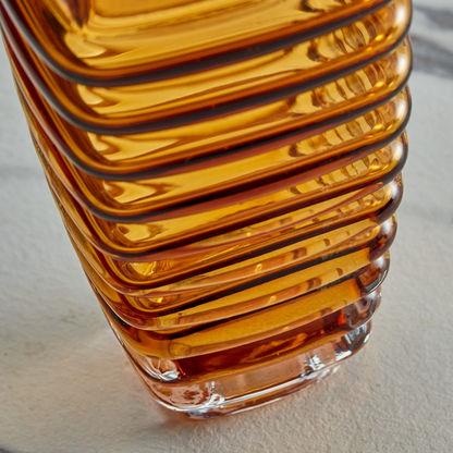 Mauve Glass Ribbed Vase - 9x9x18 cm