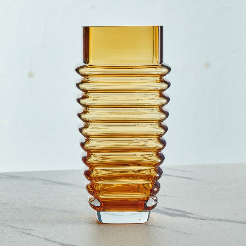 Mauve Glass Ribbed Vase 23x9.5x6.6 cm-Vases-image-1