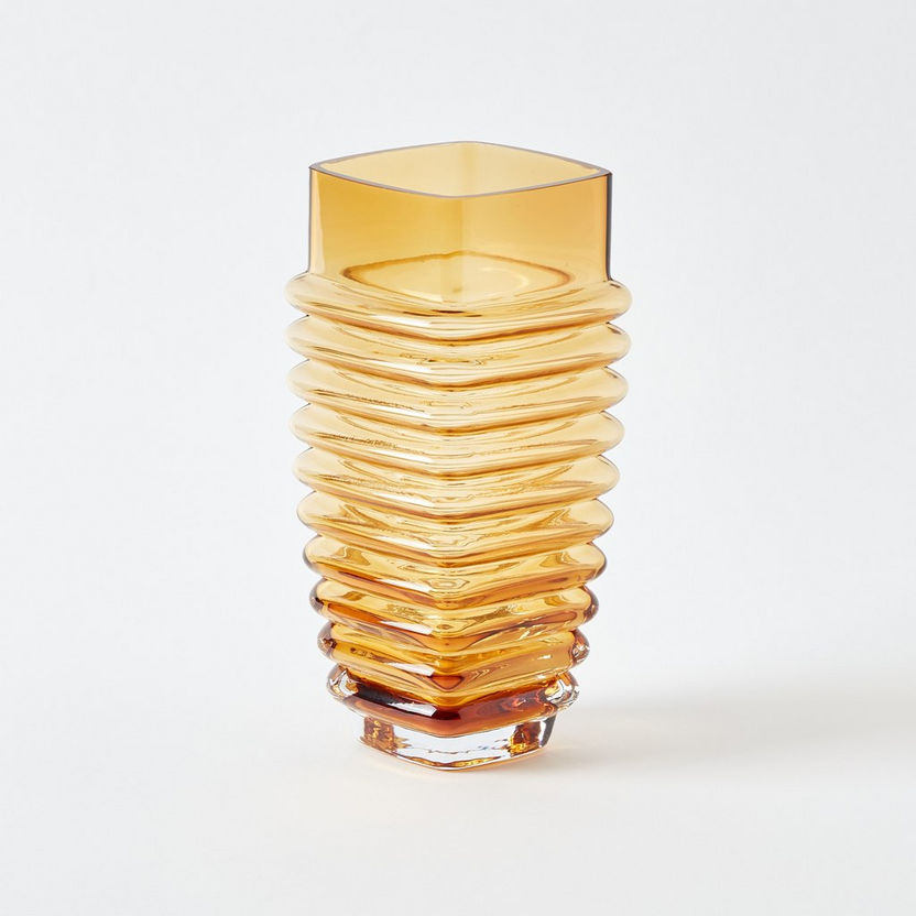Mauve Glass Ribbed Vase 23x9.5x6.6 cm-Vases-image-4