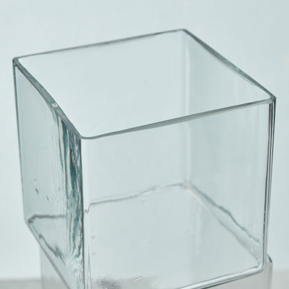 Mauve Glass Stacked Cubes Vase - 30x30x30 cms
