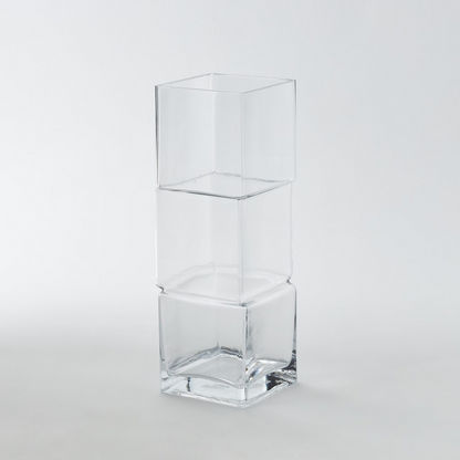 Mauve Glass Stacked Cubes Vase - 30x30x30 cms